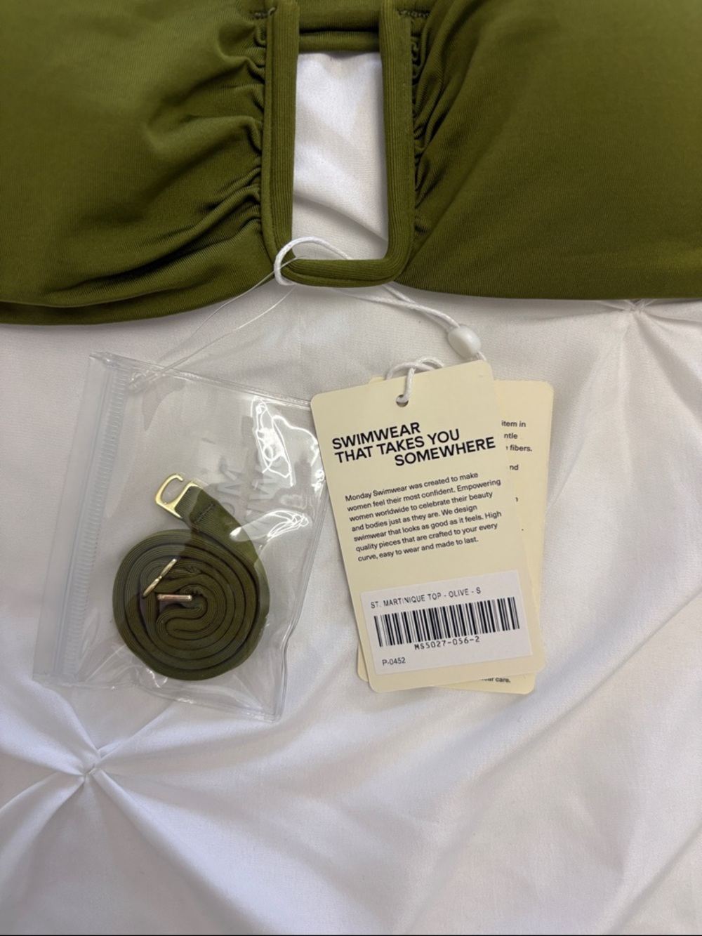 NWT Monday Swimwear Bikini Top in Olive - Picture 5 of 5